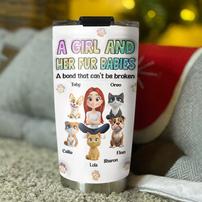A Girl And Her Fur Baby - Personalized Custom 3D Inflated Effect Tumbler