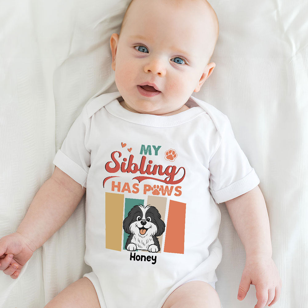 Siblings With Paws - Personalized Custom Baby Onesie