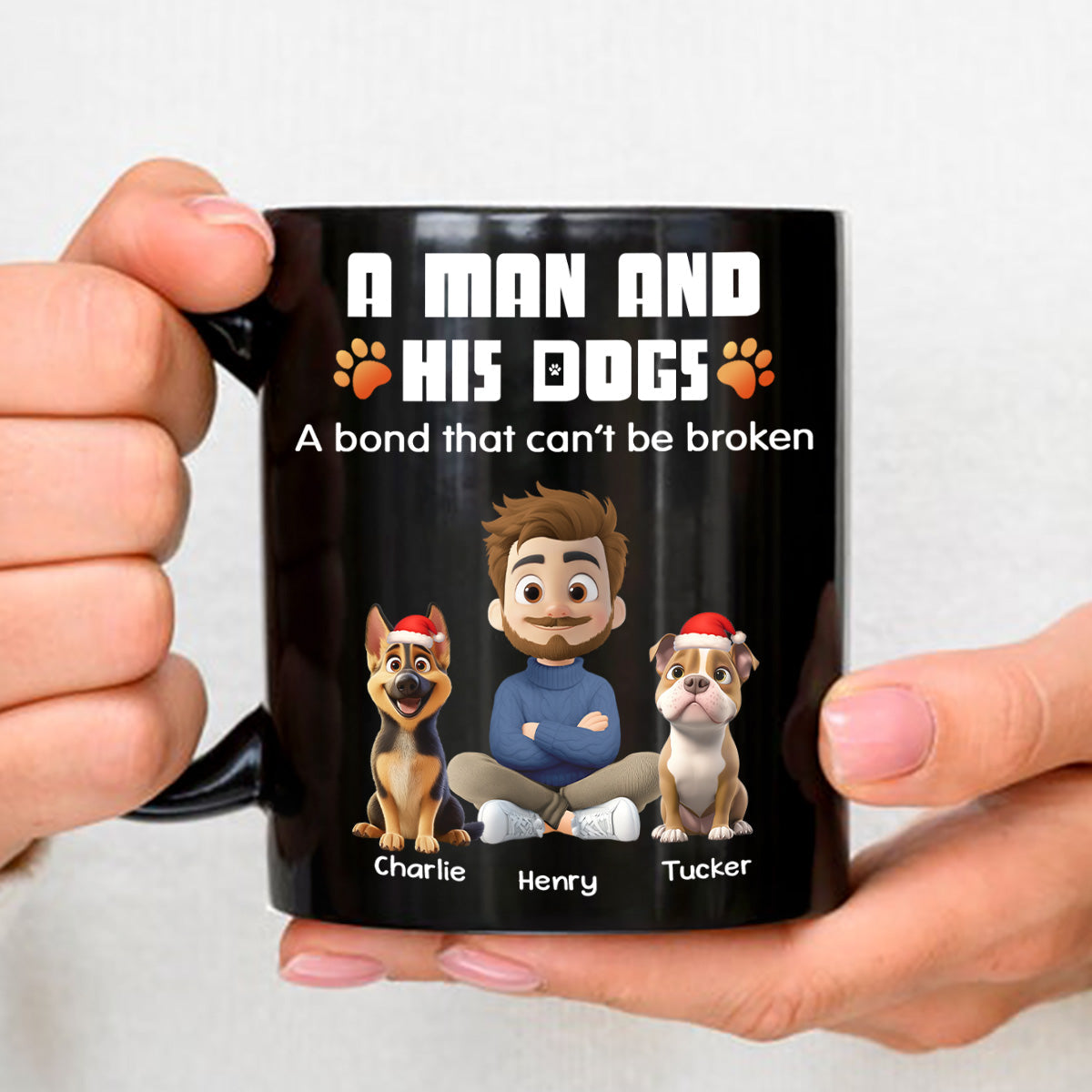 Human And Their Dog Cartoon Christmas - Personalized Custom Coffee Mug