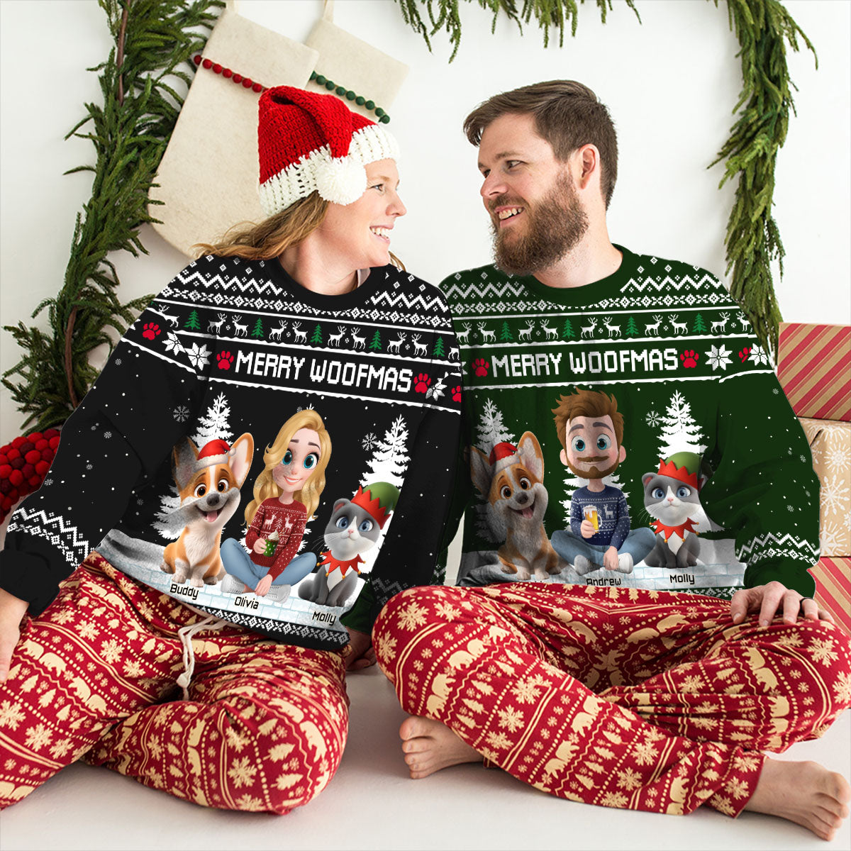 Merry Christmas To My Mom Dad Cartoon - Personalized Custom All-Over-Print Sweatshirt