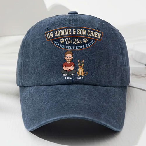 Pour Toujours Mon Chien - Casquette En Denim Vintage Délavé Personnalisée