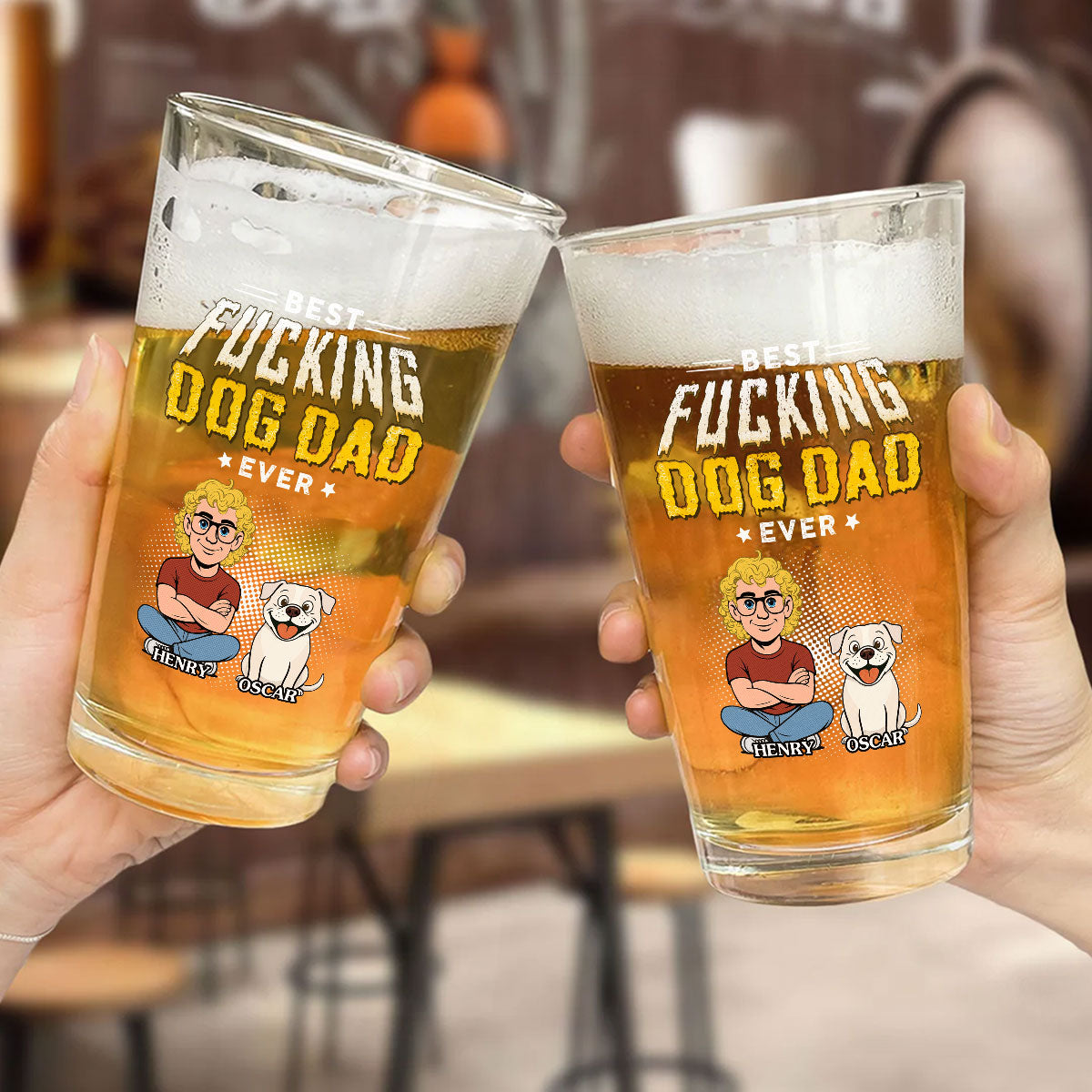 Dog Dad Champion - Personalized Custom Beer Glass