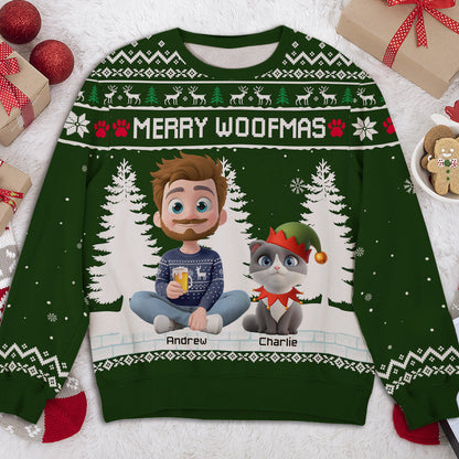Meowy Catmas To My Mom Dad Cartoon - Personalized Custom All-Over-Print Sweatshirt