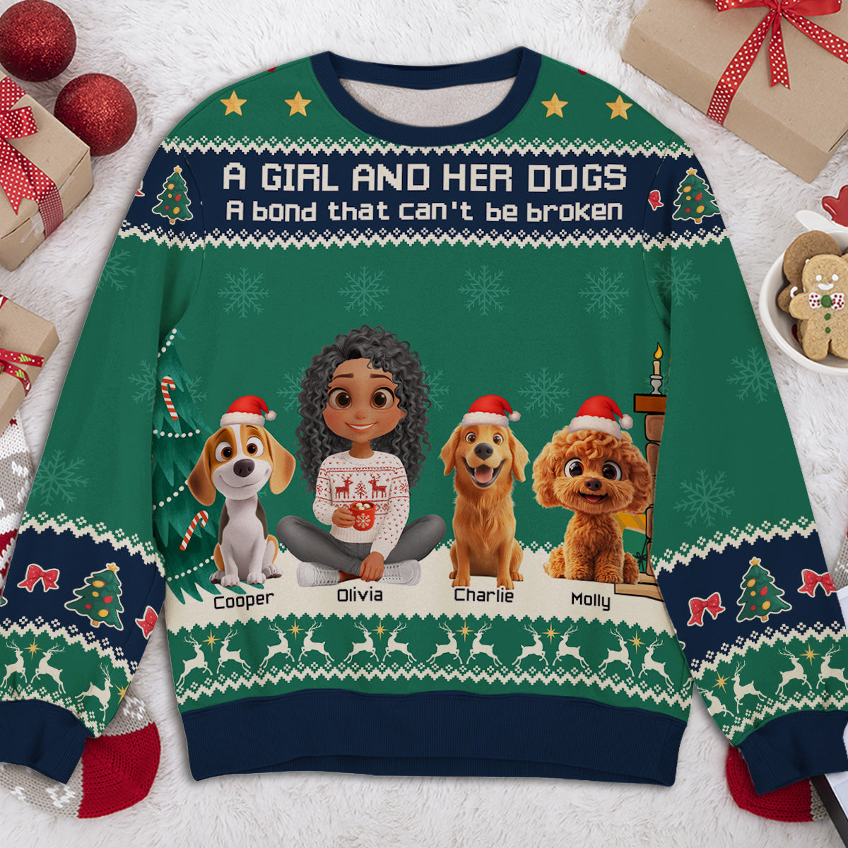 A Girl And Her Dog Christmas - Personalized Custom All-Over-Print Sweatshirt