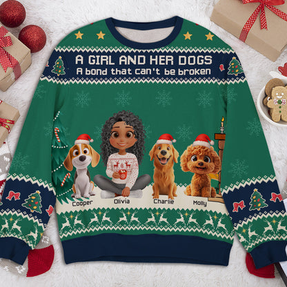A Girl And Her Dog Christmas - Personalized Custom All-Over-Print Sweatshirt