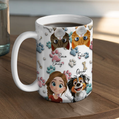 Pet And Human Cartoon - Personalized Custom Coffee Mug