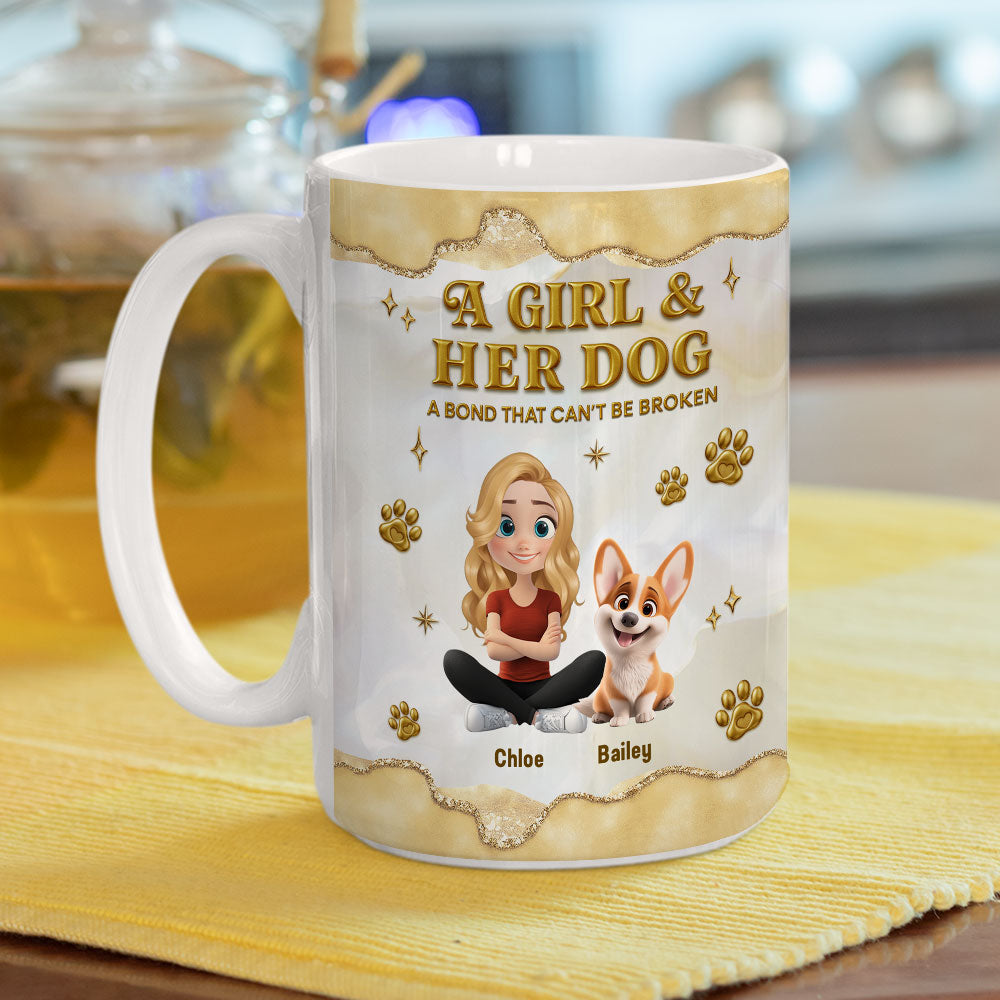 Girl And Dog Yellow - Personalized Custom 3D Effect Mug