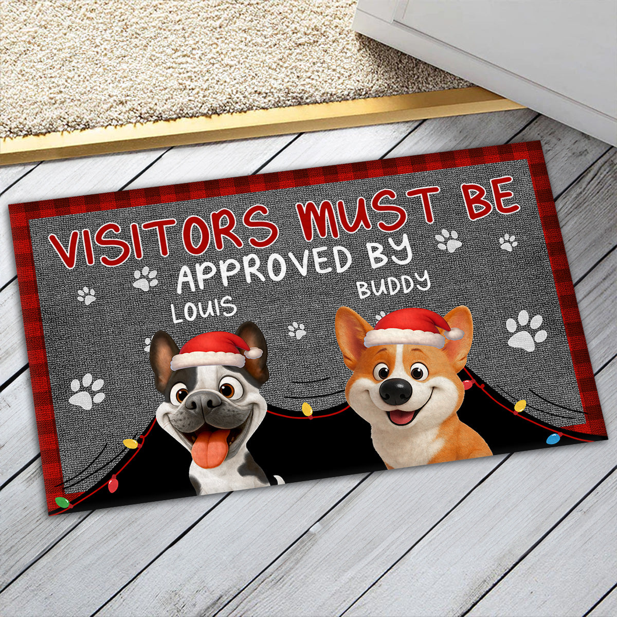 Approved By Dog Cartoon Christmas - Personalized Custom Doormat