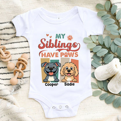 Siblings With Paws - Personalized Custom Baby Onesie
