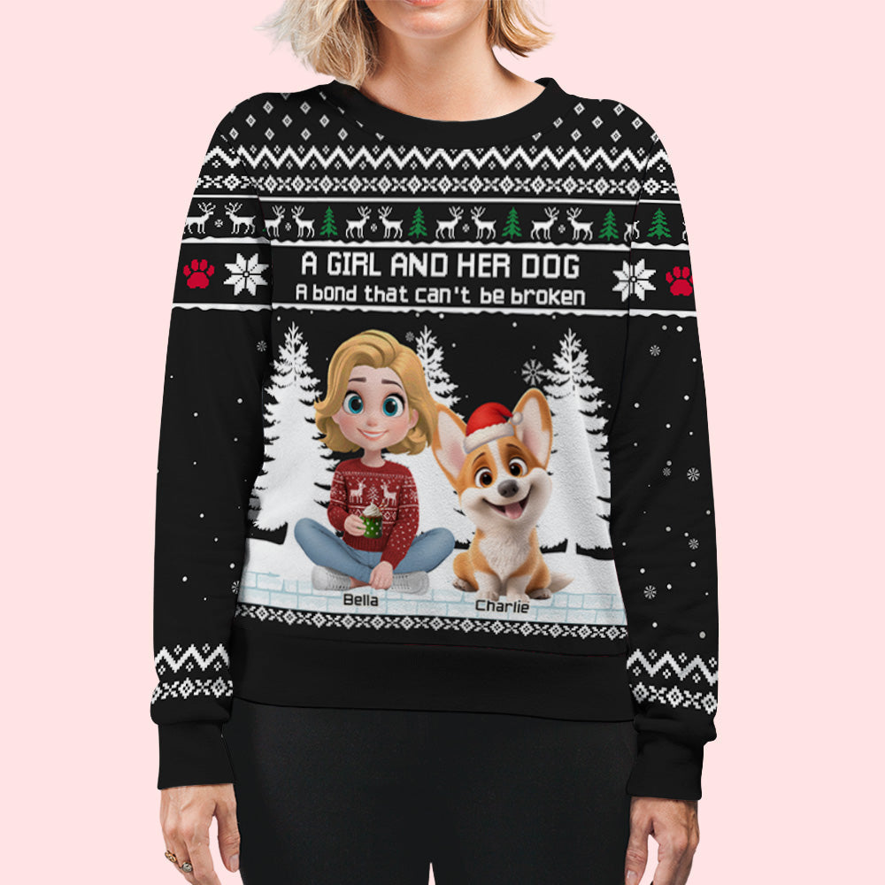 A Girl And Her Dog - Personalized Custom All-Over-Print Sweatshirt