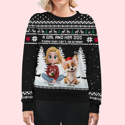 A Girl And Her Dog - Personalized Custom All-Over-Print Sweatshirt
