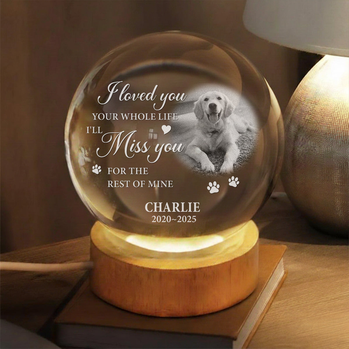 Forever Here With You - Personalized Custom Crystal Globe Lamp