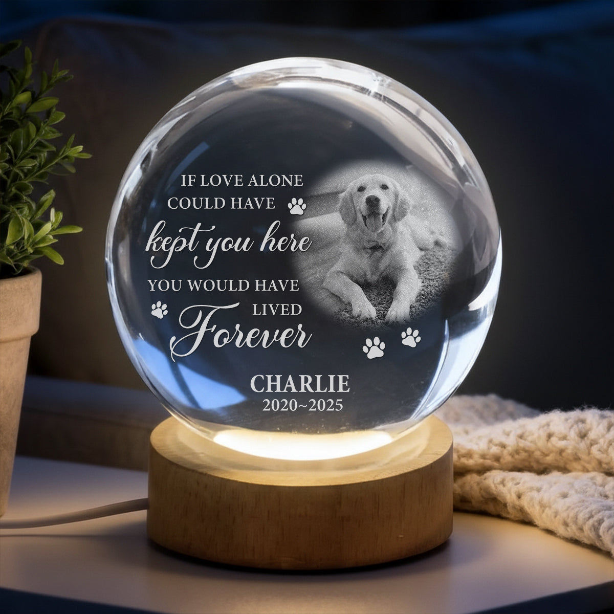 Forever Here With You - Personalized Custom Crystal Globe Lamp
