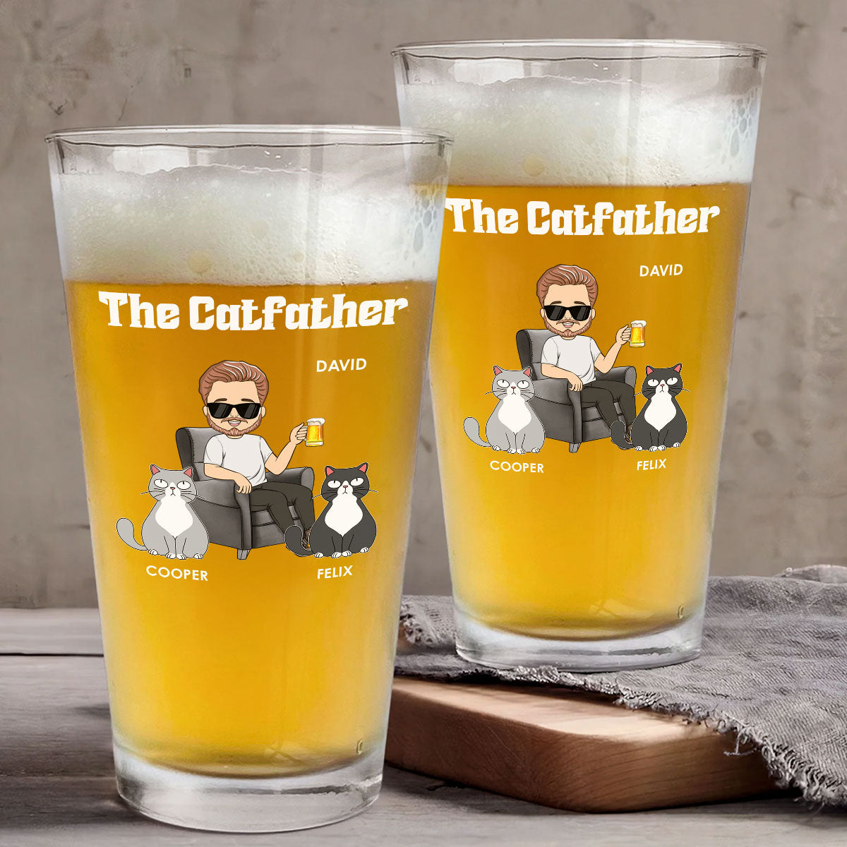 The Catfather - Personalized Custom Beer Glass