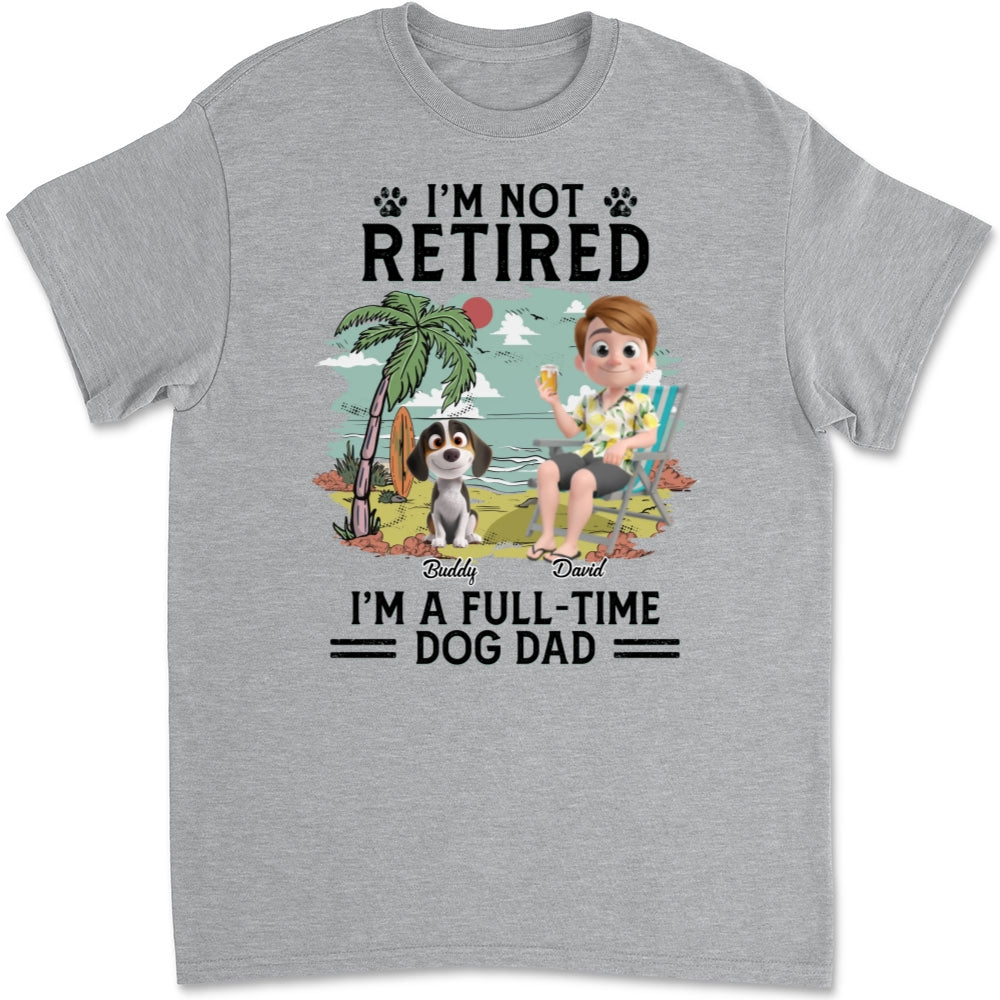 Full-time Dog Mom Dad Cartoon - Personalized Custom Unisex T-Shirt