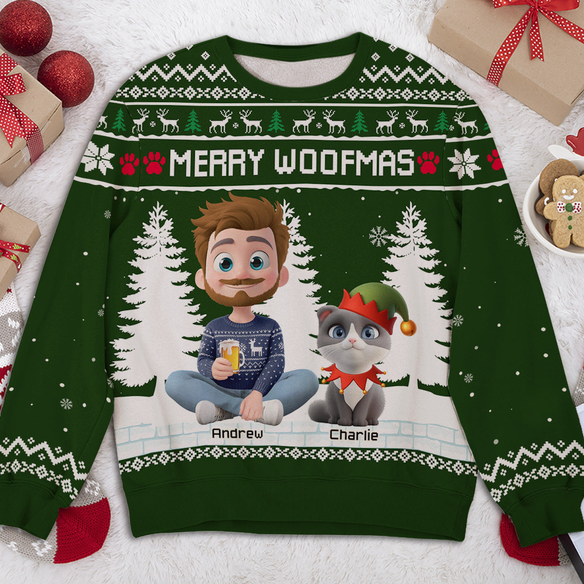 Merry Christmas To My Mom Dad Cartoon - Personalized Custom All-Over-Print Sweatshirt