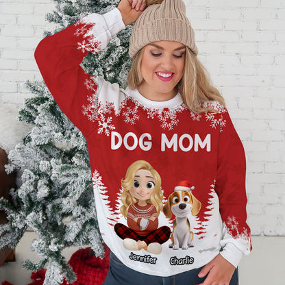 Christmas 2025 Dog Mom - Personalized Custom All-Over-Print Sweatshirt