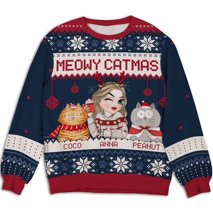 Merry Catmas - Personalized Custom All-Over-Print Sweatshirt