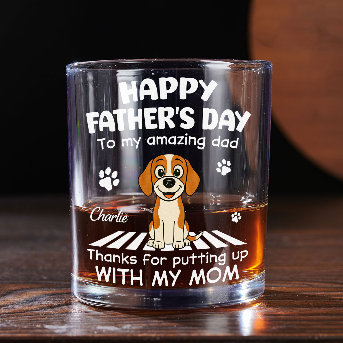 Putting Up With Funny Dad - Personalized Custom Whiskey Glass