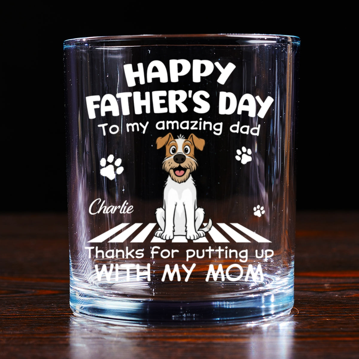 Putting Up With Funny Dad - Personalized Custom Whiskey Glass