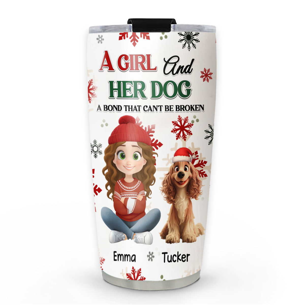 A Girl And Her Dog Love Christmas - Personalized Custom Tumbler