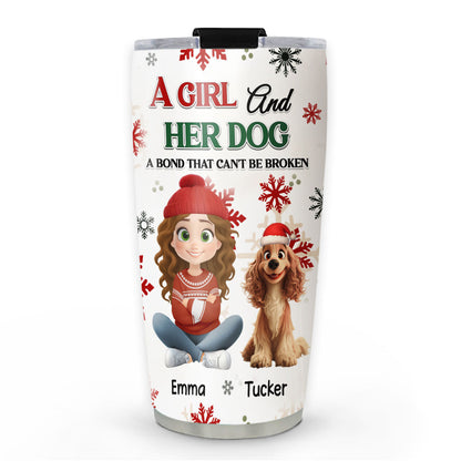 A Girl And Her Dog Love Christmas - Personalized Custom Tumbler