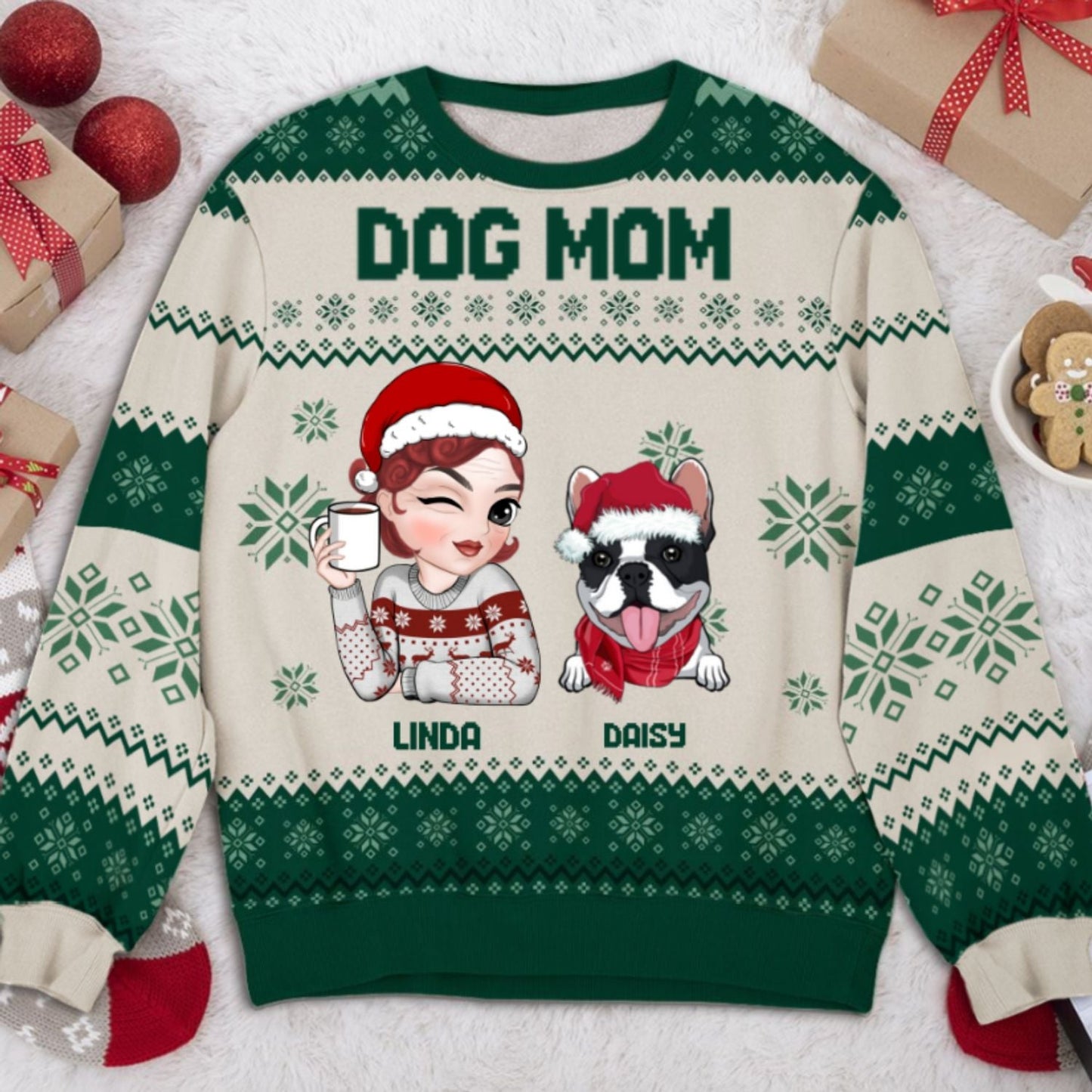 Dog Mom Christmas - Personalized Custom All-Over-Print Sweatshirt