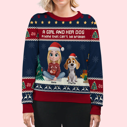 A Girl And Her Dog Christmas - Personalized Custom All-Over-Print Sweatshirt