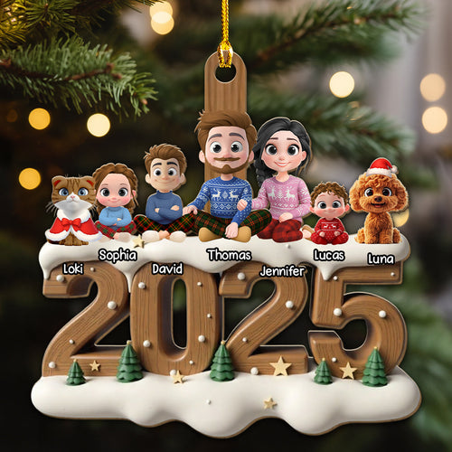 As A Family With Fur Babies Extended Ver - Personalized Custom 3D Effect Wood Ornament