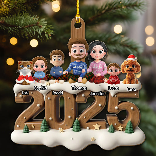 As A Family With Fur Babies Extended Ver - Personalized Custom 3D Effect Wood Ornament