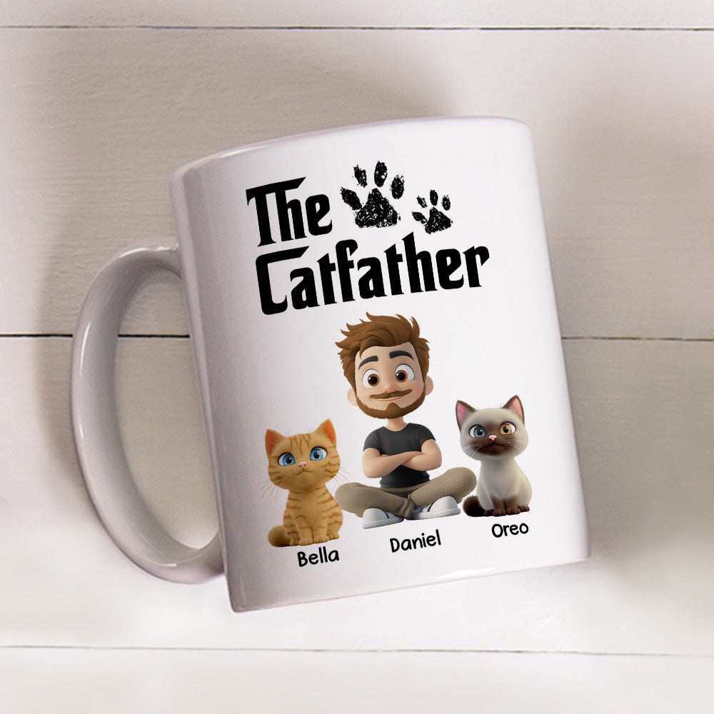 White Cool Cat Father - Personalized Custom Coffee Mug