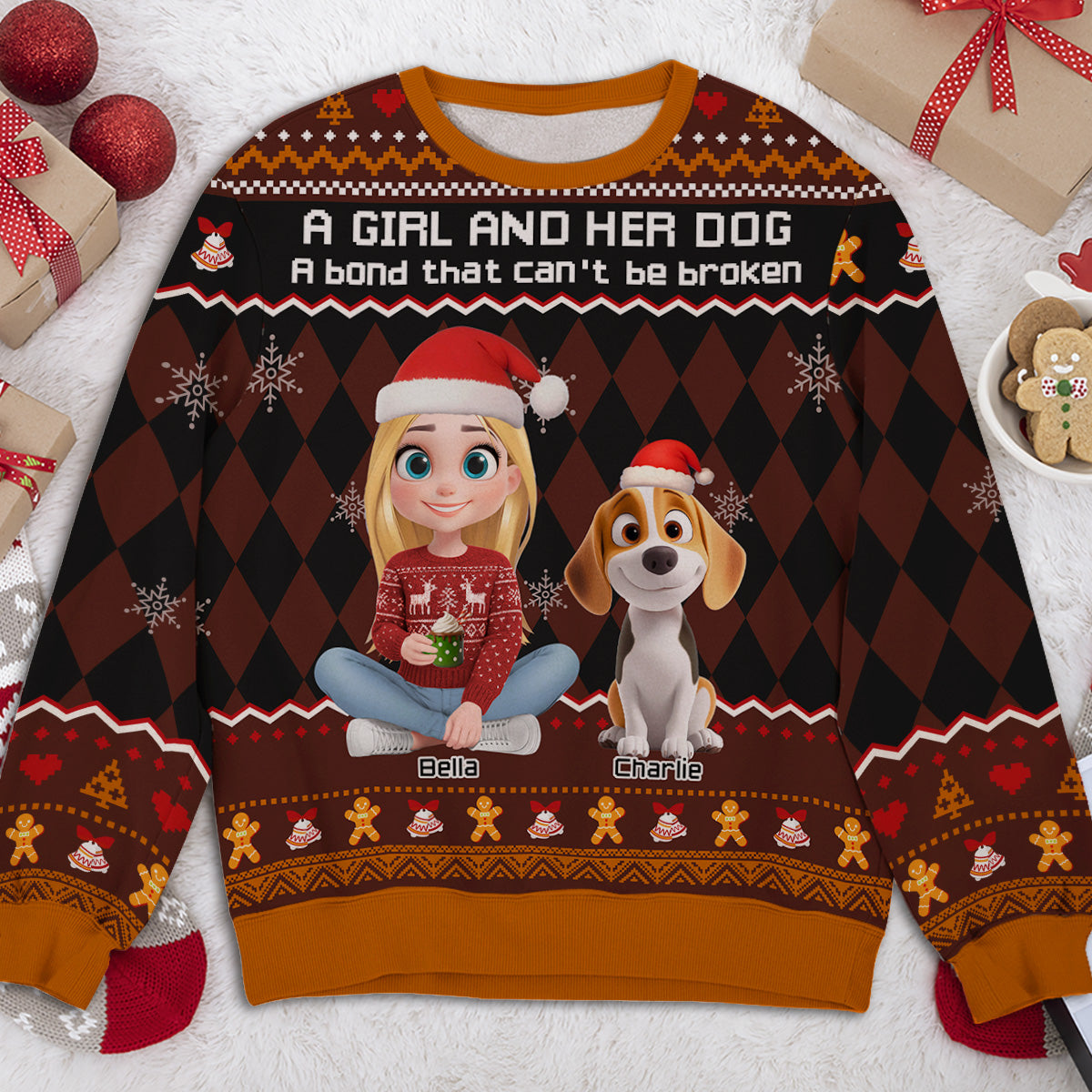 Just A Girl Who Loves Her Dog Christmas - Personalized Custom All-Over-Print Sweatshirt