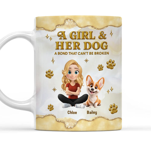 Girl And Dog Yellow - Personalized Custom 3D Effect Mug