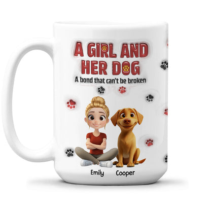 A Girl And Her Dog Version 2 - Personalized Custom 3D Inflated Effect Mug