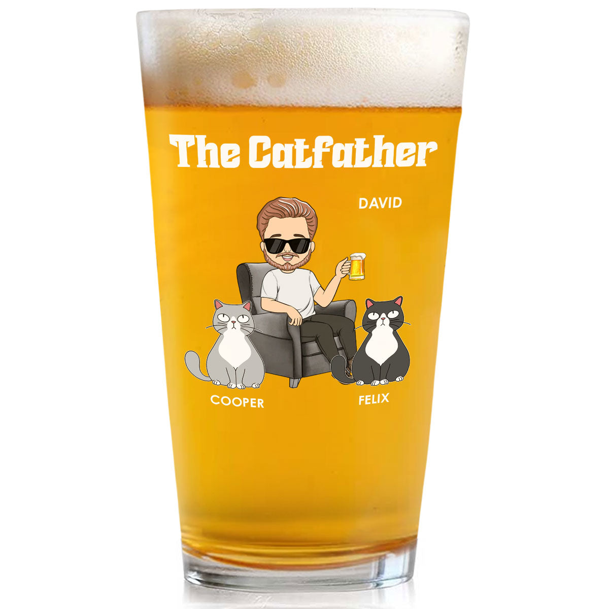 The Catfather - Personalized Custom Beer Glass