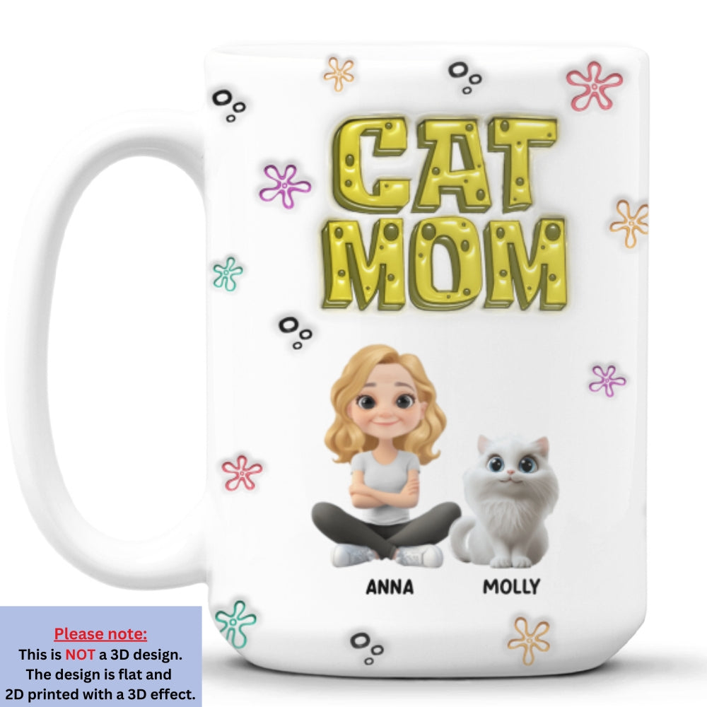 Sponge Cat Mom - Personalized Custom 3D Inflated Effect Mug