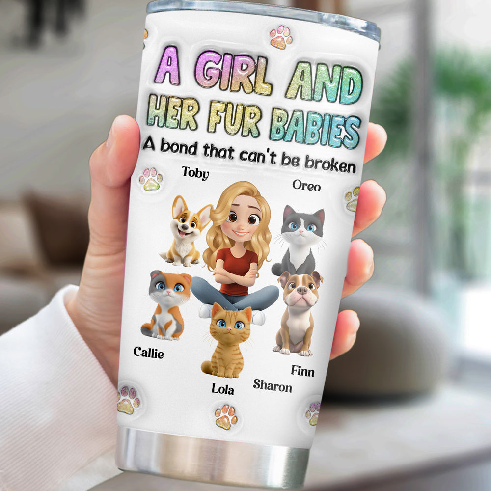 A Girl And Her Fur Baby - Personalized Custom 3D Inflated Effect Tumbler