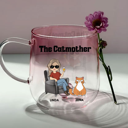 The Catmother - Personalized Custom Pink Gradient Glass Mug