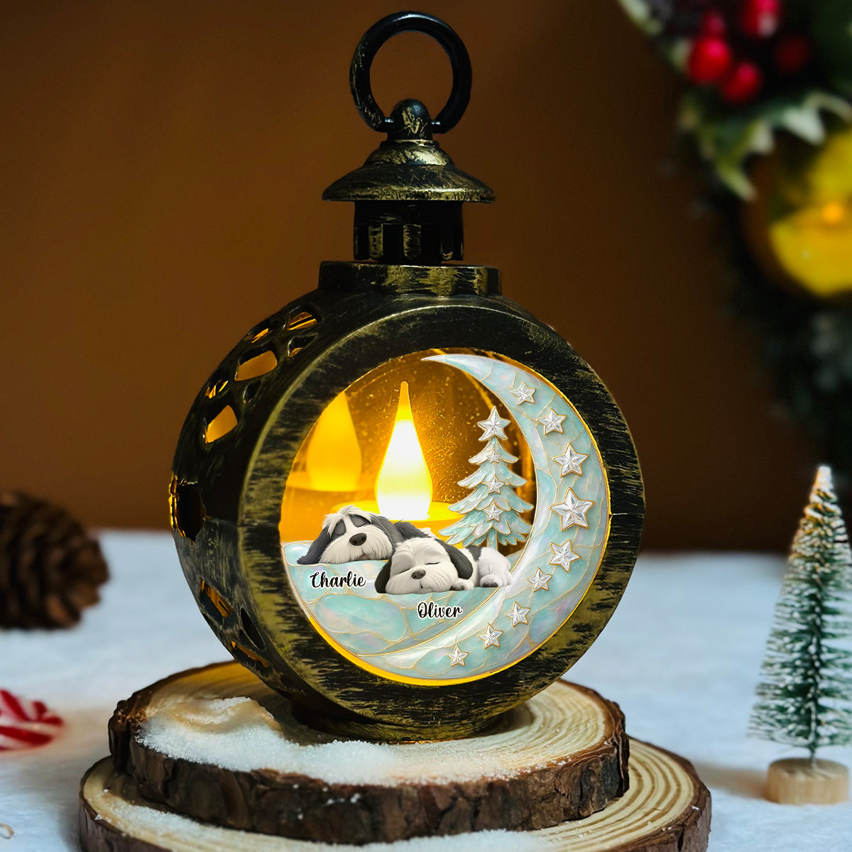 Beside Pearl Of You - Personalized Custom 3D Effect Christmas Lantern