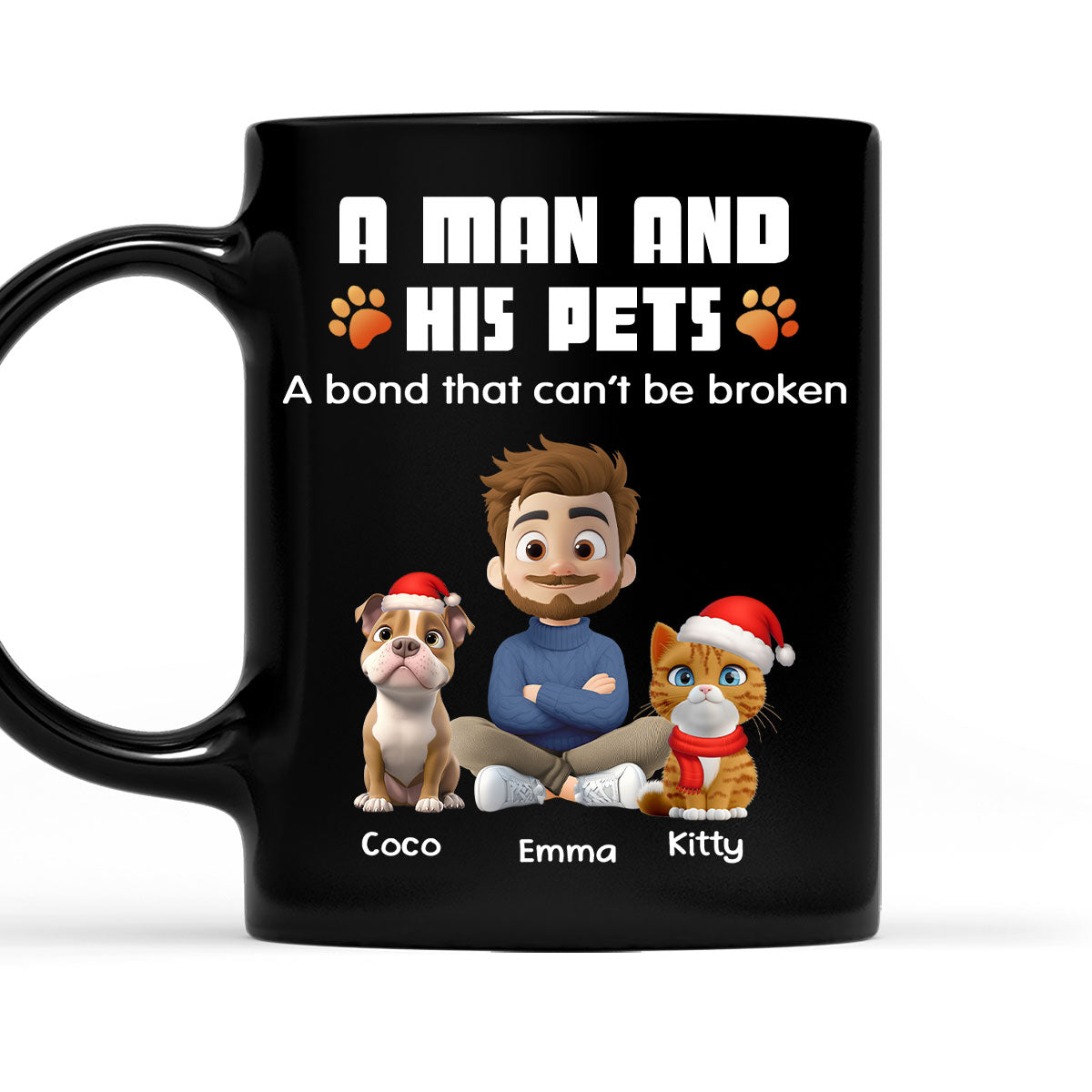 Human And Their Pet Cartoon Christmas - Personalized Custom Coffee Mug