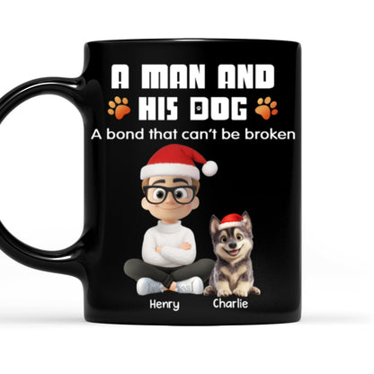 Human And Their Dog Cartoon Christmas - Personalized Custom Coffee Mug