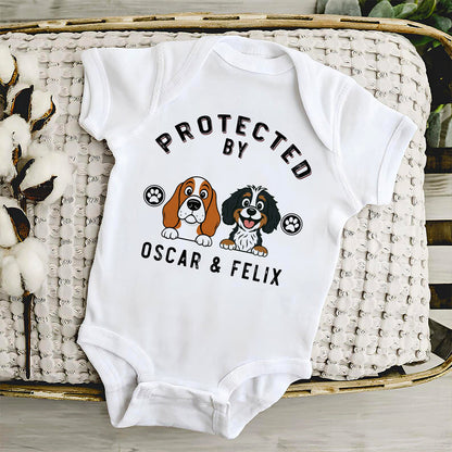Protected By Dog Retro - Personalized Custom Baby Onesie
