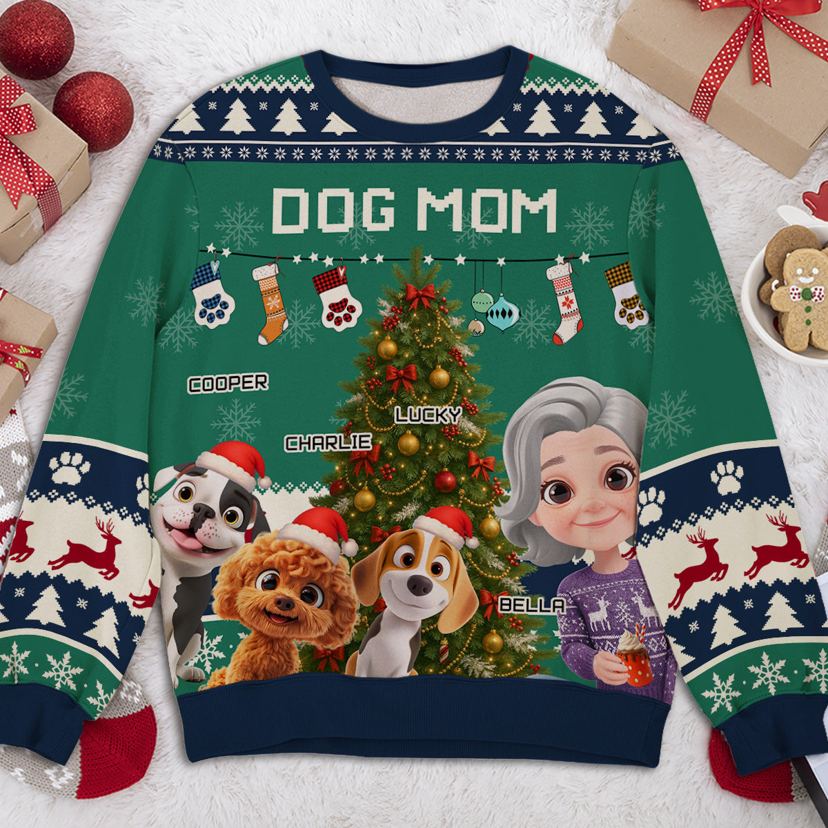 Dog Mom Dad This Pawliday - Personalized Custom All-Over-Print Sweatshirt