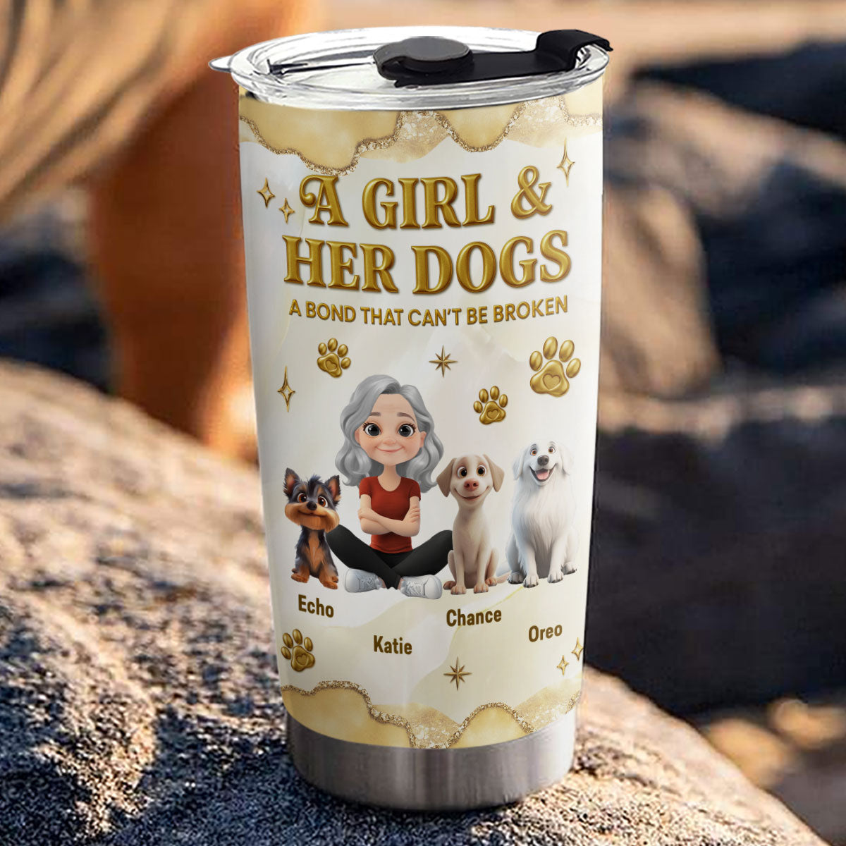Girl And Dog Yellow - Personalized Custom 3D Effect Tumbler