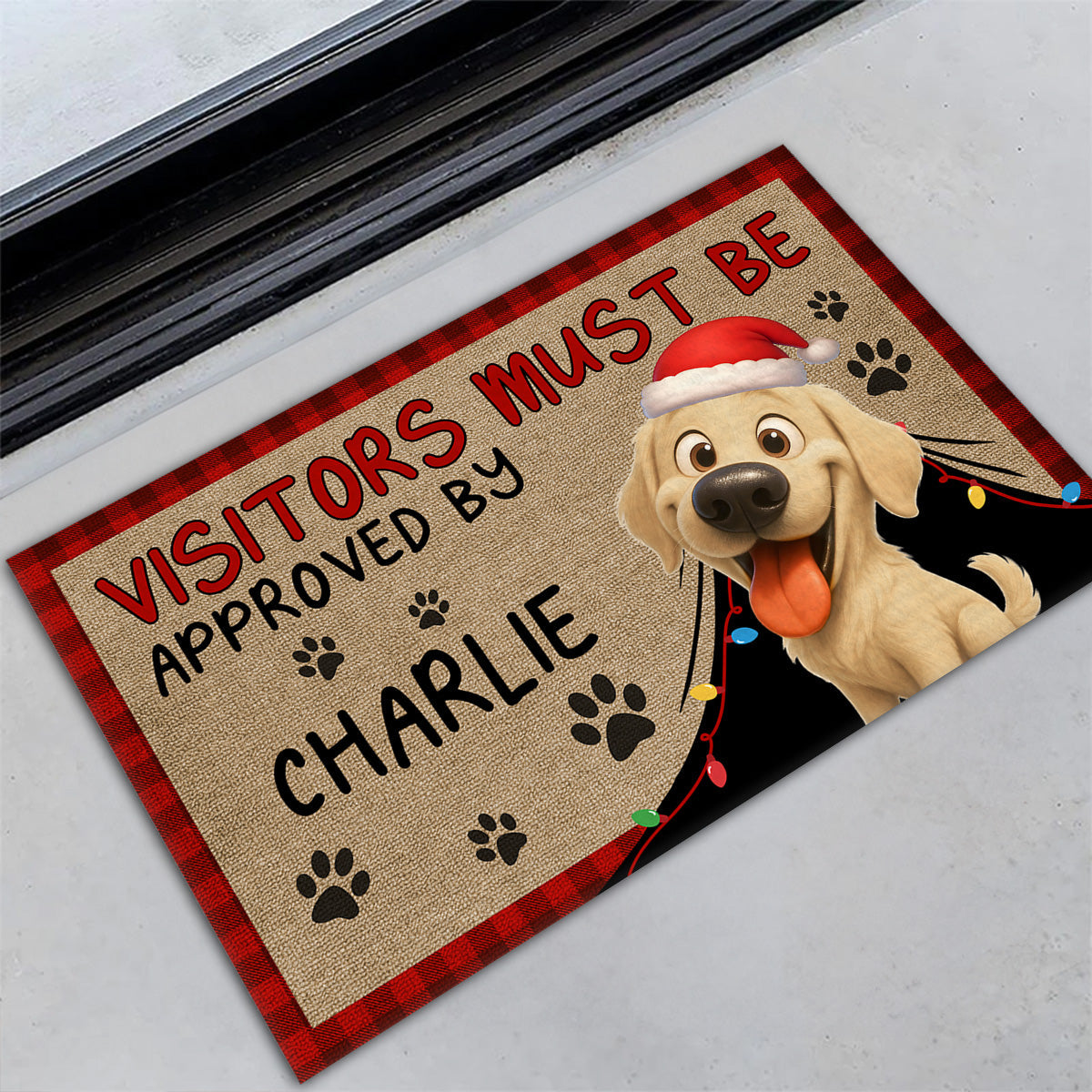 Approved By Dog Cartoon Christmas - Personalized Custom Doormat
