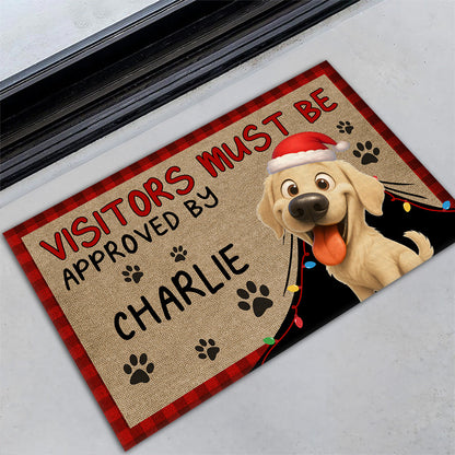 Approved By Dog Cartoon Christmas - Personalized Custom Doormat