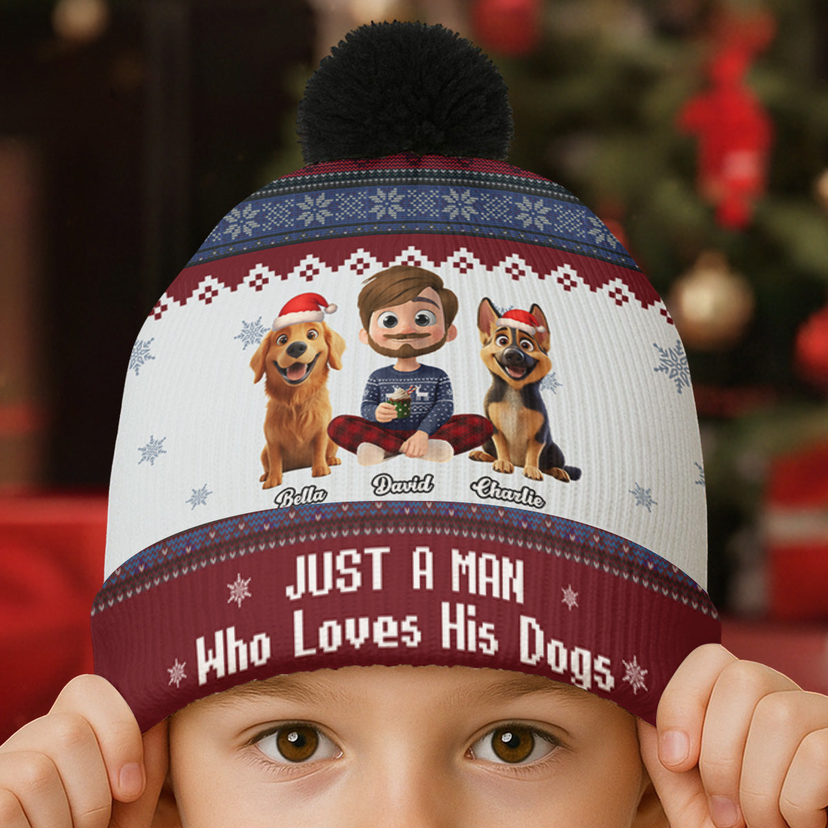 Just A Girl And Her Lovely Dogs - Personalized Custom Bobble Beanie Hat