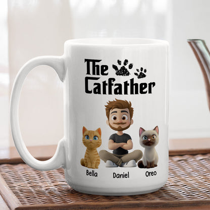 White Cool Cat Father - Personalized Custom Coffee Mug