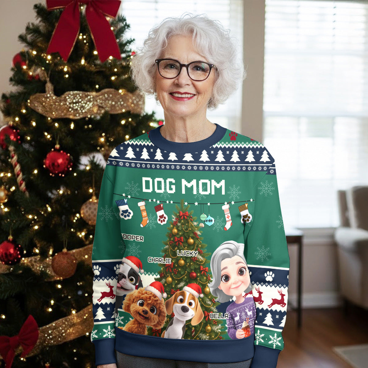 Dog Mom Dad This Pawliday - Personalized Custom All-Over-Print Sweatshirt