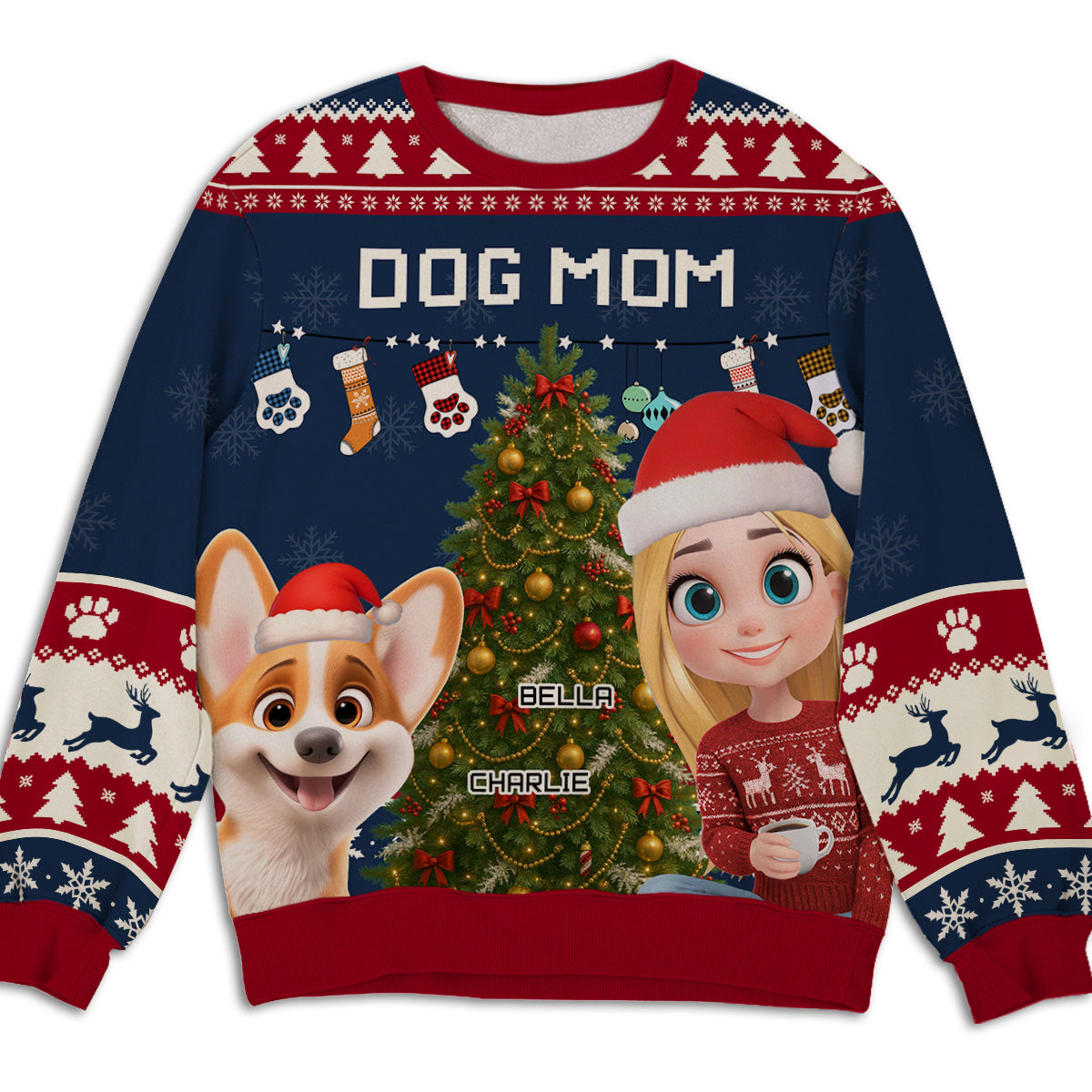 Dog Mom Dad This Pawliday - Personalized Custom All-Over-Print Sweatshirt